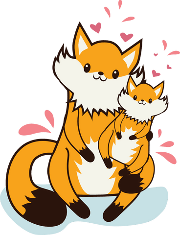 Cute Fox Family Illustration with Transparent Background
