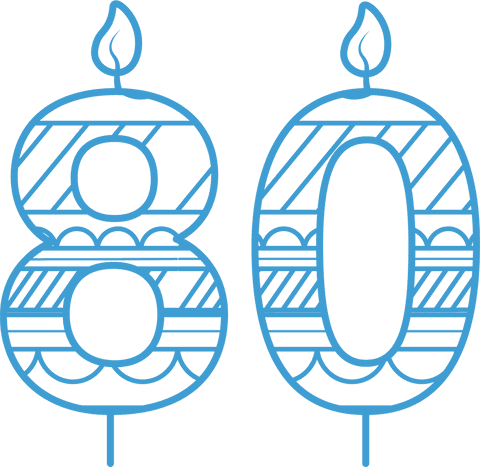 transparent illustration of blue 80 cake candles with flames - Download Free Stock Videos Pikwizard.com