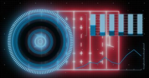 Futuristic Neon Data Chart with Holographic Scanner Display - Download Free Stock Images Pikwizard.com
