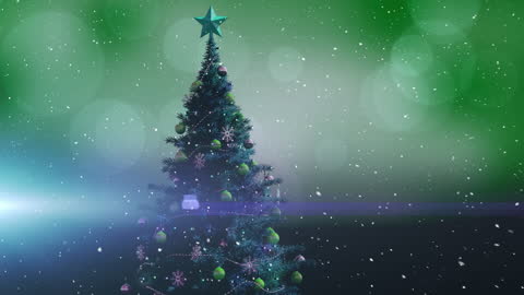 Festive Christmas Tree with Falling Snow Animation