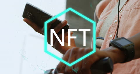 Cryptocurrency Trend with NFT Graphic and Mobile Technology