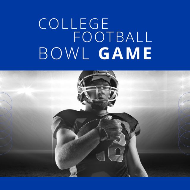 College Football Bowl Game Poster with Determined Player in Gear - Download Free Stock Templates Pikwizard.com