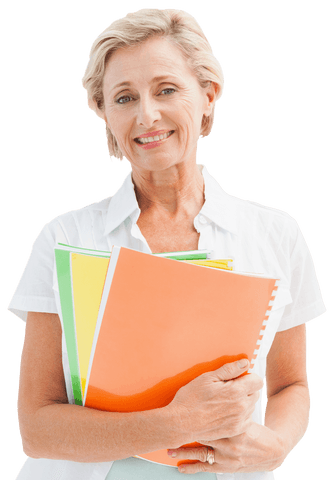 elderly businesswoman holding transparent notebooks confidently - Download Free Stock Videos Pikwizard.com
