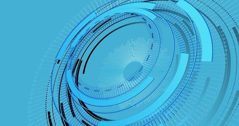 Digital Data Processing with Futuristic Blue Circle