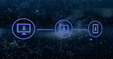 Digital Connectivity Icons Over Abstract Dark Space - Download Free Stock Images Pikwizard.com