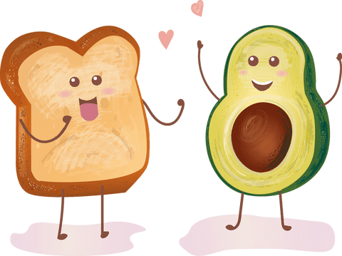 smiling bread slice meeting joyful avocado on transparent background - Download Free Stock Videos Pikwizard.com