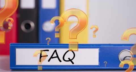 Colorful FAQ Binder with Floating Question Marks - Download Free Stock Images Pikwizard.com