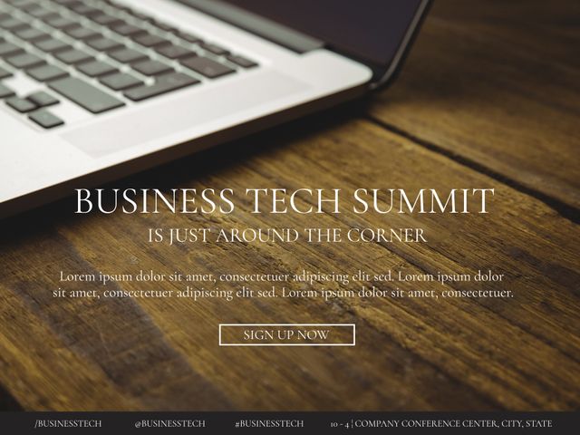 Business Tech Summit Conference Invitation with Laptop - Download Free Stock Templates Pikwizard.com