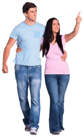 Cheerful Young Couple in Casual Wear Transparent Background - Download Free Stock Videos Pikwizard.com