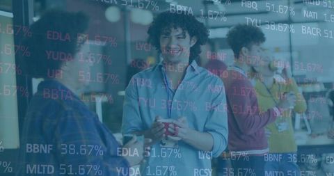 Networking with Coffee in Modern Office Lounge