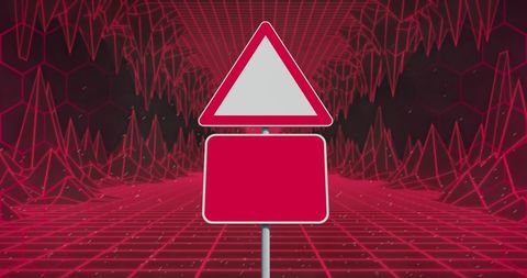 Futuristic road sign in digital tunnel design