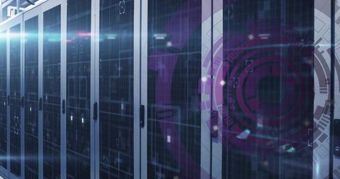 Server Room with Digital Interface and Data Visualizations - Download Free Stock Images Pikwizard.com