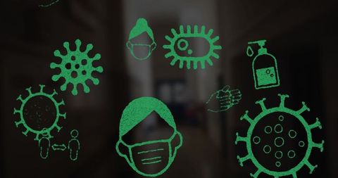 Coronavirus pandemic safety measures concept graphic