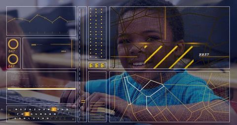 Innovative Learning: Boy Interacting with Technology in Classroom