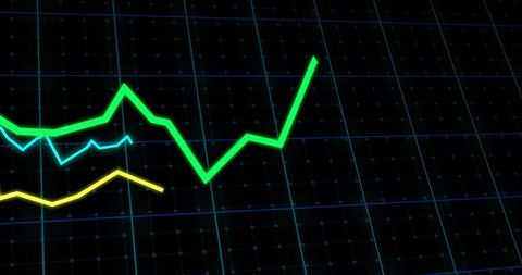 Dynamic Graph with Vibrant Lines on Black Background - Download Free Stock Images Pikwizard.com