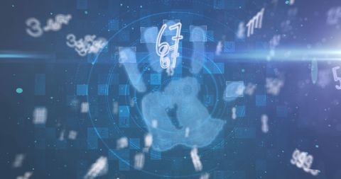 Futuristic Biometric Security Interface with Dynamic Numbers - Download Free Stock Images Pikwizard.com
