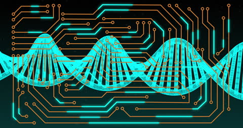 Futuristic DNA Sequencing and Circuit Board Integration Concept