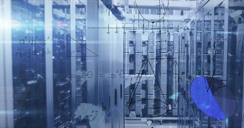 Modern Data Center with Formula Overlays Reflecting Digitization - Download Free Stock Images Pikwizard.com