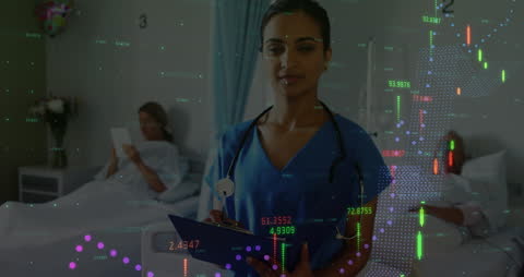 Doctor Analyzing Data with Medical and Financial Insights