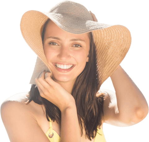 happy woman relaxing with summer sun hat on transparent background - Download Free Stock Videos Pikwizard.com