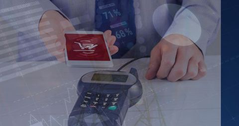 Mobile Payment Transaction with Financial Technology Concept Overlay - Download Free Stock Images Pikwizard.com