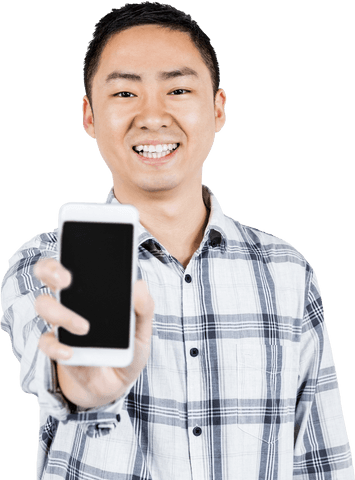 Happy Man Holding Smartphone with Transparent Background - Download Free Stock Videos Pikwizard.com