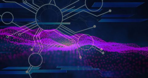 Futuristic Digital Network Interface with Purple Mesh and Abstract Icons - Download Free Stock Images Pikwizard.com