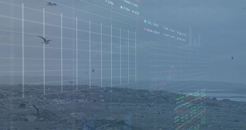 composite of financial data overlay on landfill landscape - Download Free Stock Images Pikwizard.com