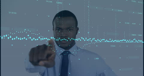 Businessman Analyzing Digital Data Interface with Focus