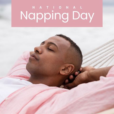 relaxed african american man sleeping on hammock at beach - Download Free Stock Templates Pikwizard.com