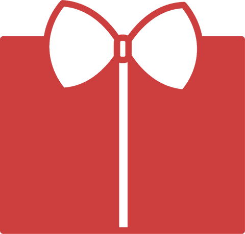 Red gift box icon on transparent background for celebrations