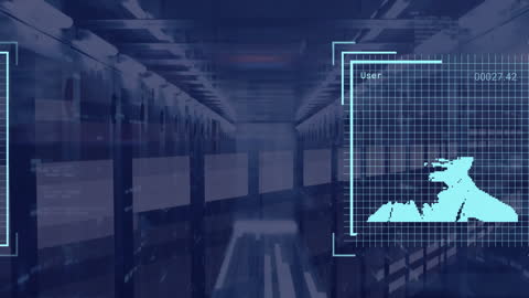 Biometric Data Processing in Server Room Animation