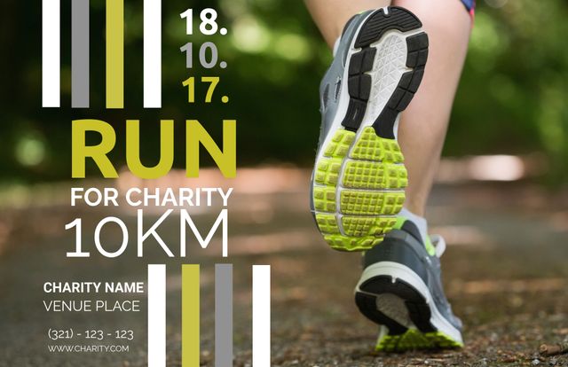 Charity Run Advertisement Featuring Running Shoes and Distance Details - Download Free Stock Templates Pikwizard.com