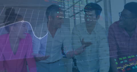 Diverse Team Discussing Stock Market Strategies in Contemporary Office