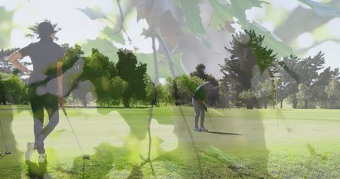 Senior Couple Golfing Amidst Nature Backdrop - Download Free Stock Images Pikwizard.com
