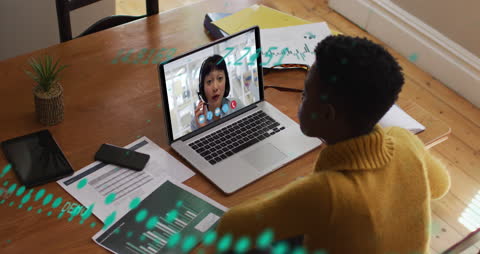 Woman Engaged in a Virtual Meeting on Laptop
