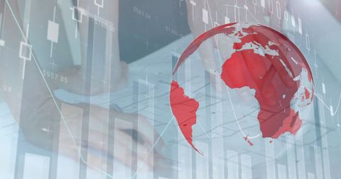 Global Financial Analysis Visualization with Red Globe Overlay - Download Free Stock Images Pikwizard.com