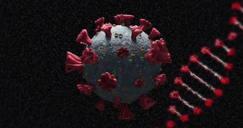 Coronavirus cell illustrating dna sequencing