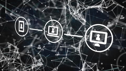 Digital Network Connectivity with Icons and Lines