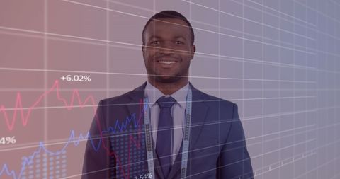 Stock Market Analyst with Digital Graph Overlay