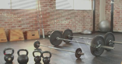 Fitness Equipment Setup in Gym Interior for Strength Training