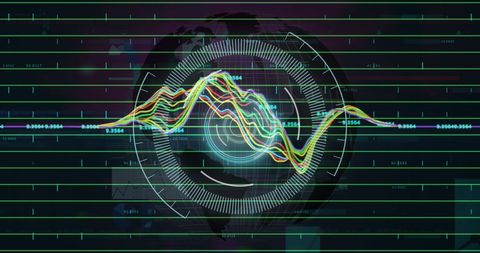 digital interface with spinning scanner and statistical data - Download Free Stock Images Pikwizard.com
