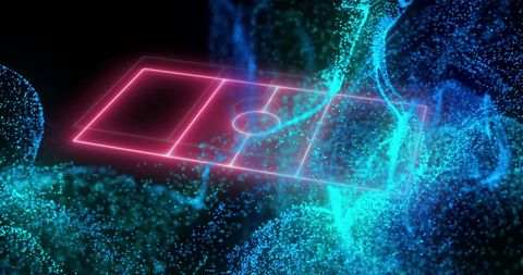 Digital Soccer Field Motion with Vibrant Particle Flow - Download Free Stock Images Pikwizard.com