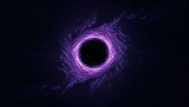 Purple vortex spiraling into cosmic black hole