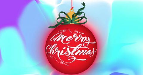 Christmas Bauble with Handwritten Merry Christmas on Gradient Background