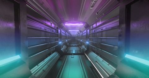 Futuristic Neon Lit Digital Tunnel Background