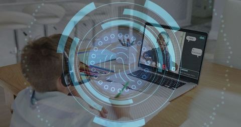 Child Engaging in Online Learning with Futuristic Technology Touchpoints