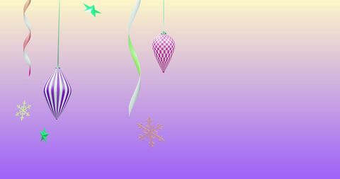 Festive Ornaments on Gradient Purple Background