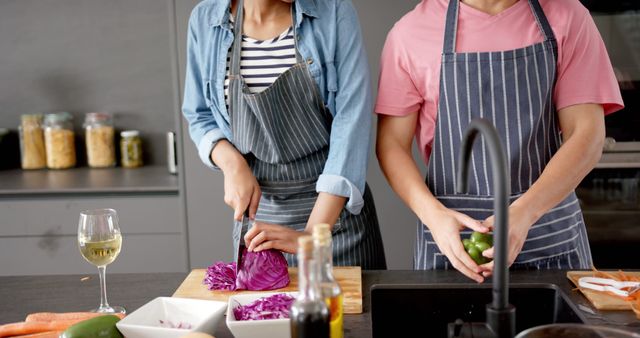 Couple Preparing Meal Together in Kitchen - Download Free Stock Images Pikwizard.com