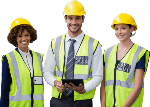 group of diverse architects wearing transparent reflective vests smiling - Download Free Stock Videos Pikwizard.com